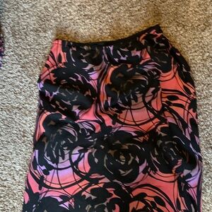 Floral Pink and Black Women's Skirt